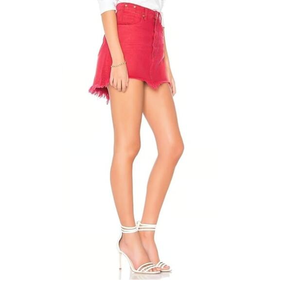 Revolve One Teaspoon Vanguard High Waist Denim Skirt in Red Envy 28 Jean Skirt - Picture 4 of 11